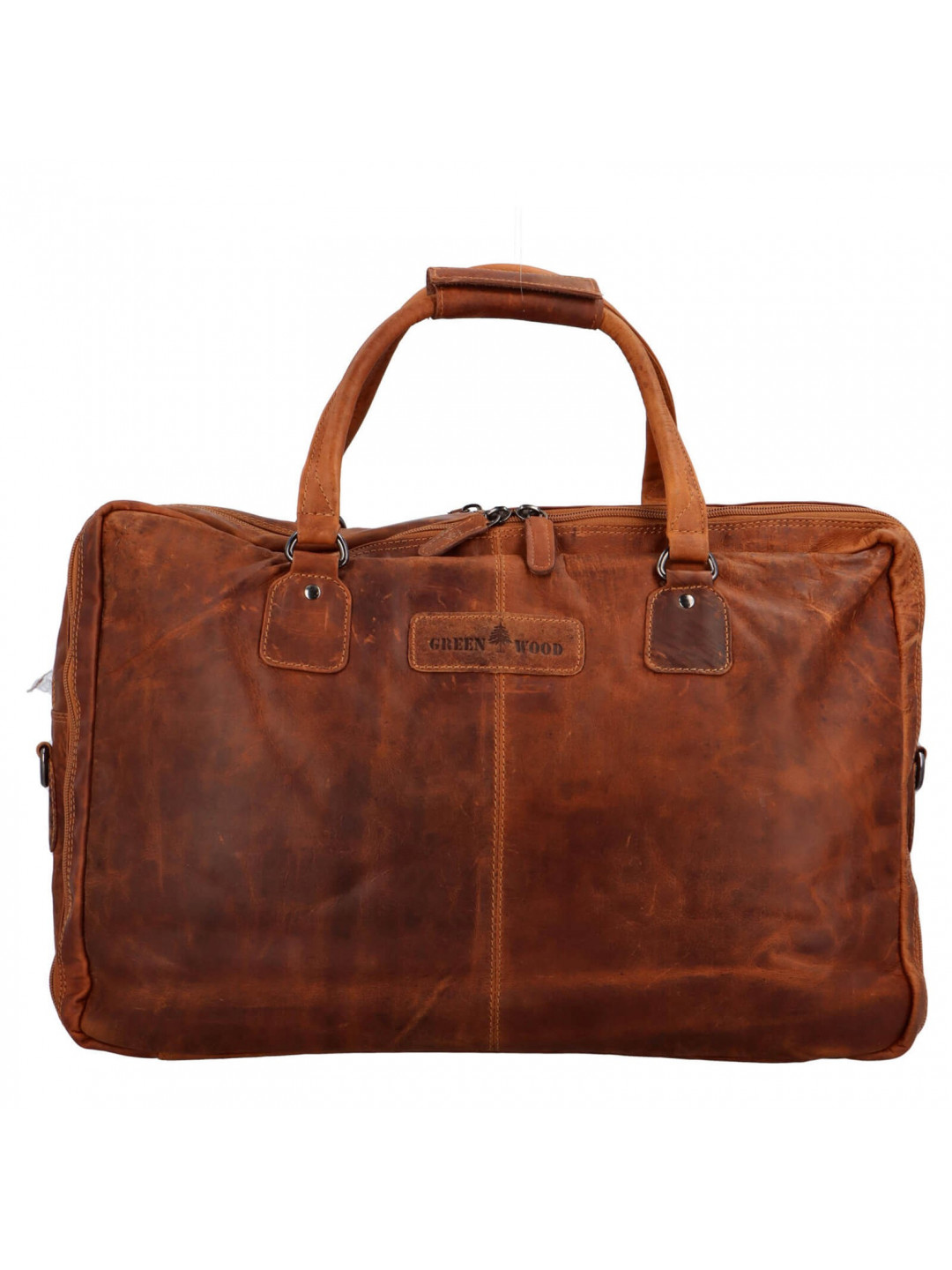 Kožená cestovní taška Greenwood Malcolm – světle hnědá